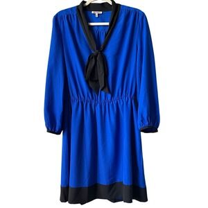 Juicy Couture Blue Dress Tie‎ Neck Long Sleeve Career Party L